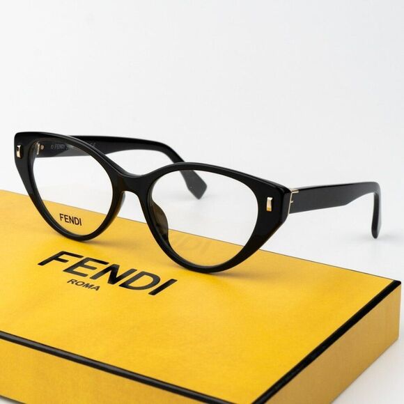 NEW Fendi FE50020I FIRST 001 Shiny Black Women Cat Eye Eyeglasses - Picture 1 of 11